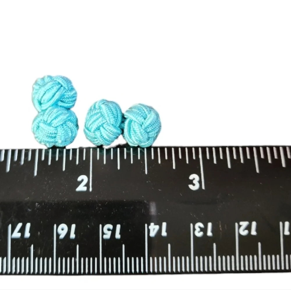Aqua Teal Ocean blue silk knot cufflinks